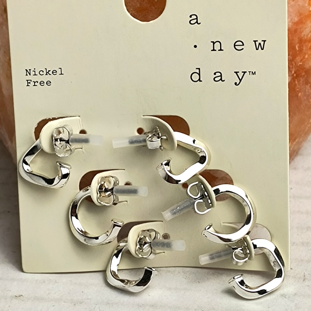 Clueless Hoop Trio Set Silver Tone Metal Casual